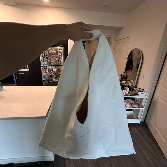 MM6 Maison Margiela White Japanese Draped Canvas/Faux Leather Tote - Large - Picture 6 of 8